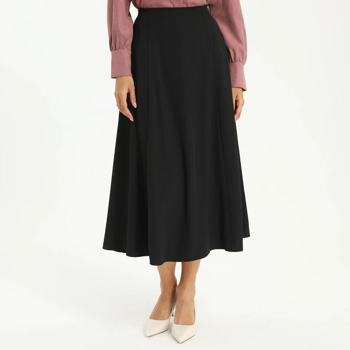 Black Elegant Plain Skirt for Women Image