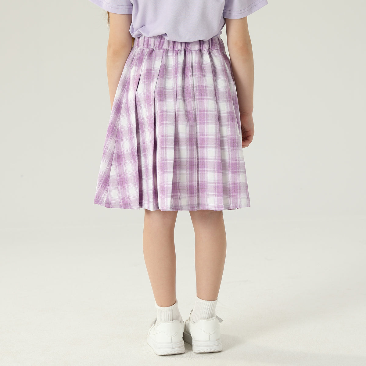 تنورة كاروهات بخصر مطاطي للبنات