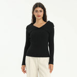 Black Elegant Plain Sweater for Women Image