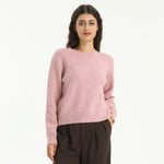 Pink Elegant Solid Sweater for Women Image