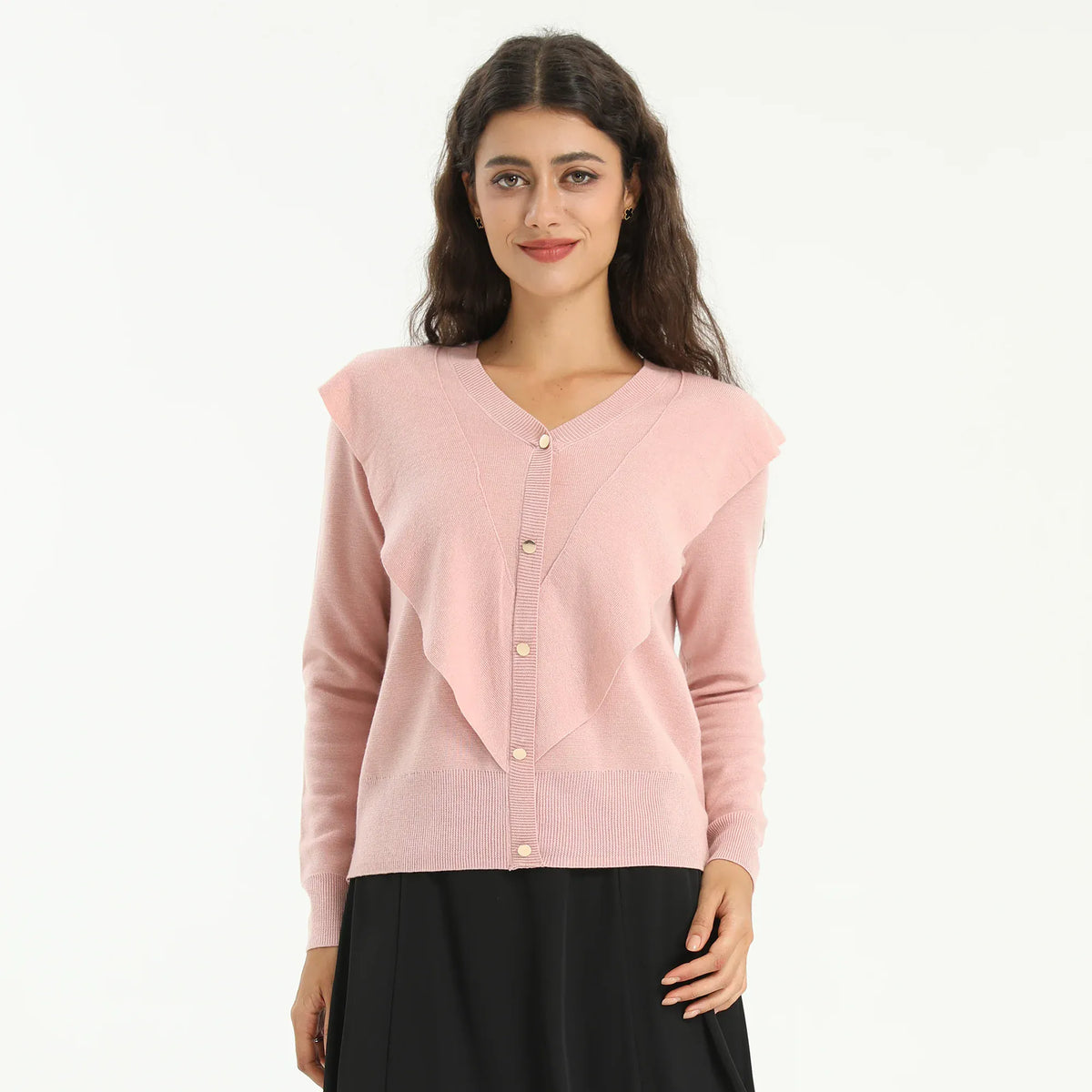 Pink Elegant Plain Sweater for Women Image