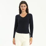 Navy Elegant Plain Sweater for Women Image