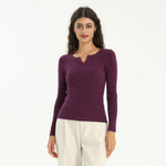 Dark Purple Elegant Solid Sweater for Women Image
