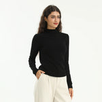 Black Elegant Plain Sweater for Women Image