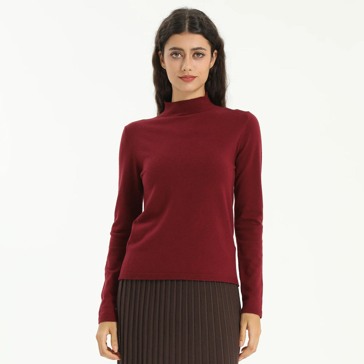 Maroon Elegant Plain Sweater for Women Image