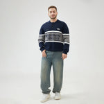 Embroidery Regular Drop-Shoulder Sweater with Collar for Men Image