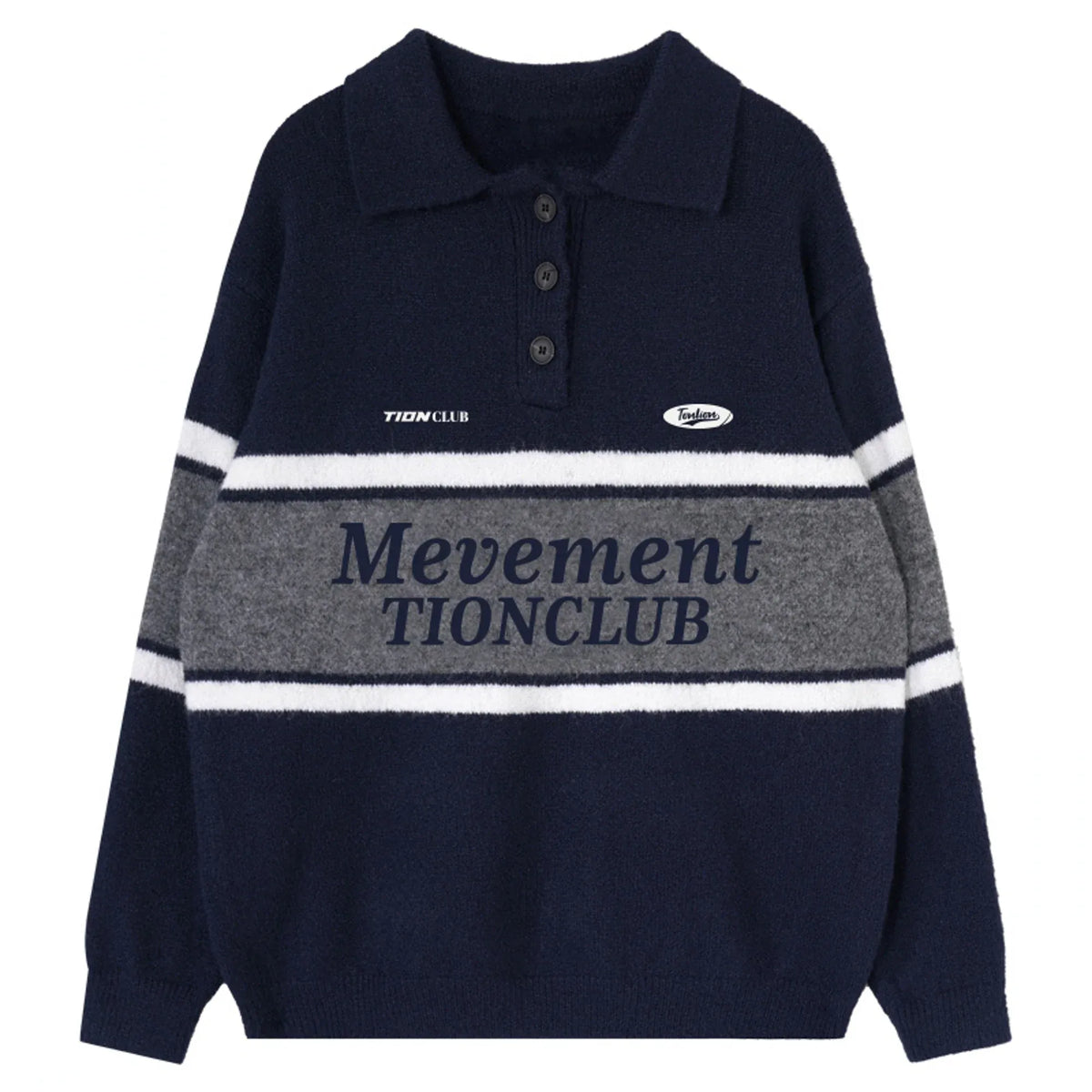 Embroidery Regular Drop-Shoulder Sweater with Collar for Men Image