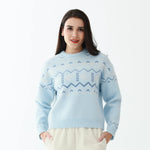 Blue Elegant Embroidery Sweater for Women Image