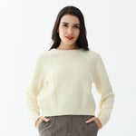 Beige Elegant Jacquard Sweater for Women Image