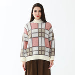 Pink Elegant Checked Sweater for Women Image