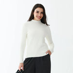 Off White Elegant Plain Sweater for Women Image