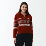 Red Elegant Embroidery Sweater for Women Image