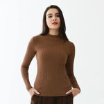 Coffee Elegant Plain Sweater for Women Image