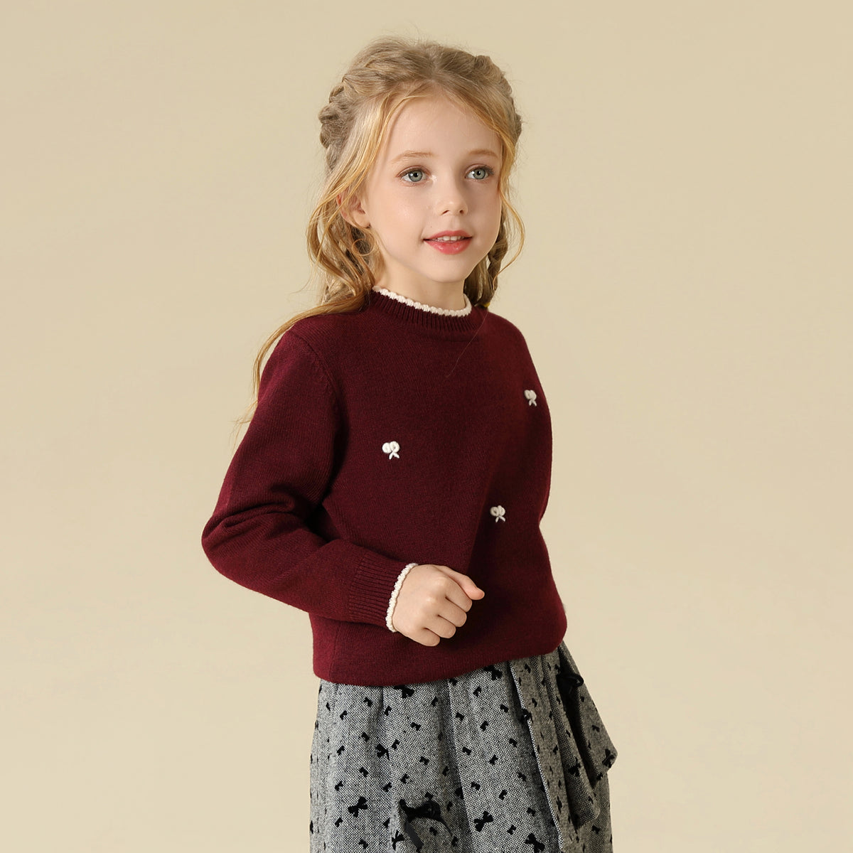 Prominent Print Sweater For Girls