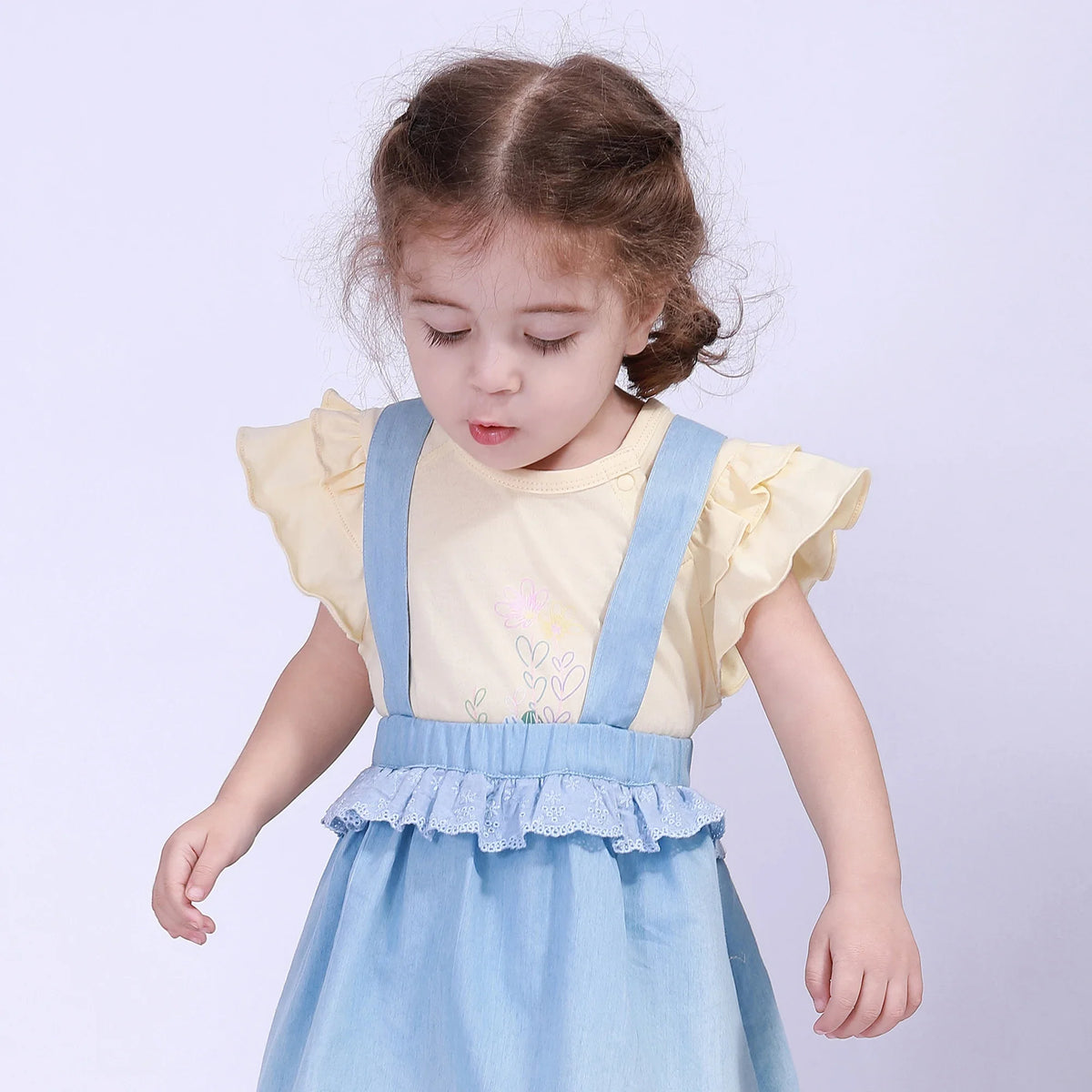 Light Beige Floral T.Shirt for Baby Girl Image