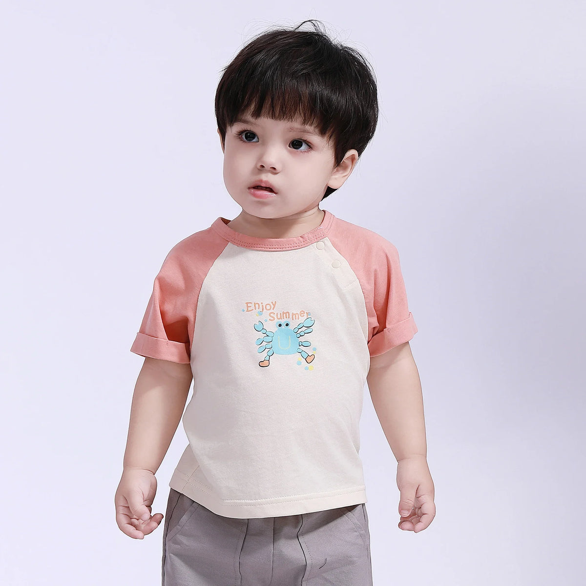 Beige Printed T.Shirt for Baby Boy Image