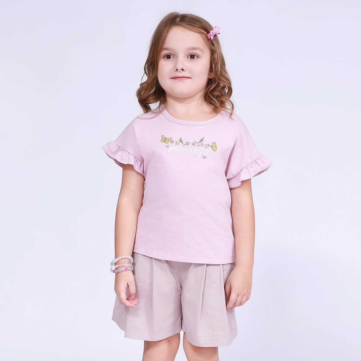 Gray Pink Printed T.Shirt for Girls Image