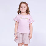 Gray Pink Printed T.Shirt for Girls Image