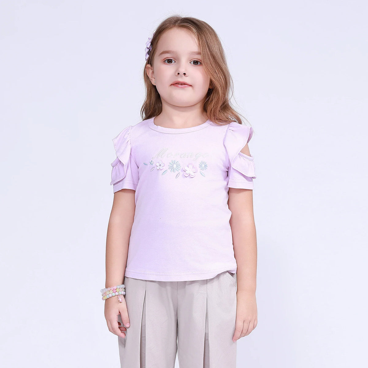 Purple Floral T.Shirt for Girls Image