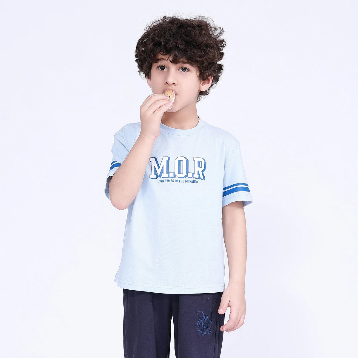 Gray Blue Printed T.Shirt for Boys Image