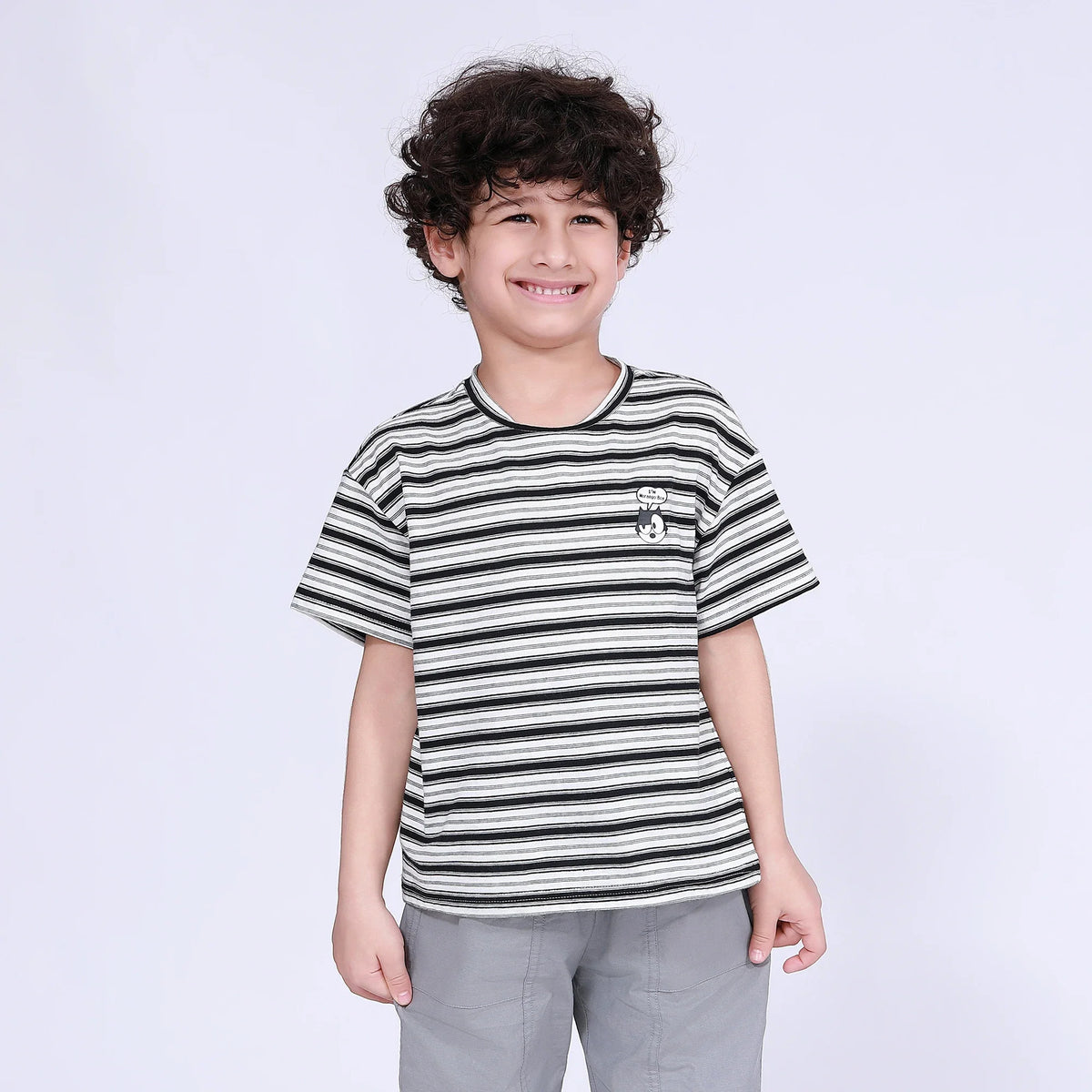 Black Striped T.Shirt for Boys Image
