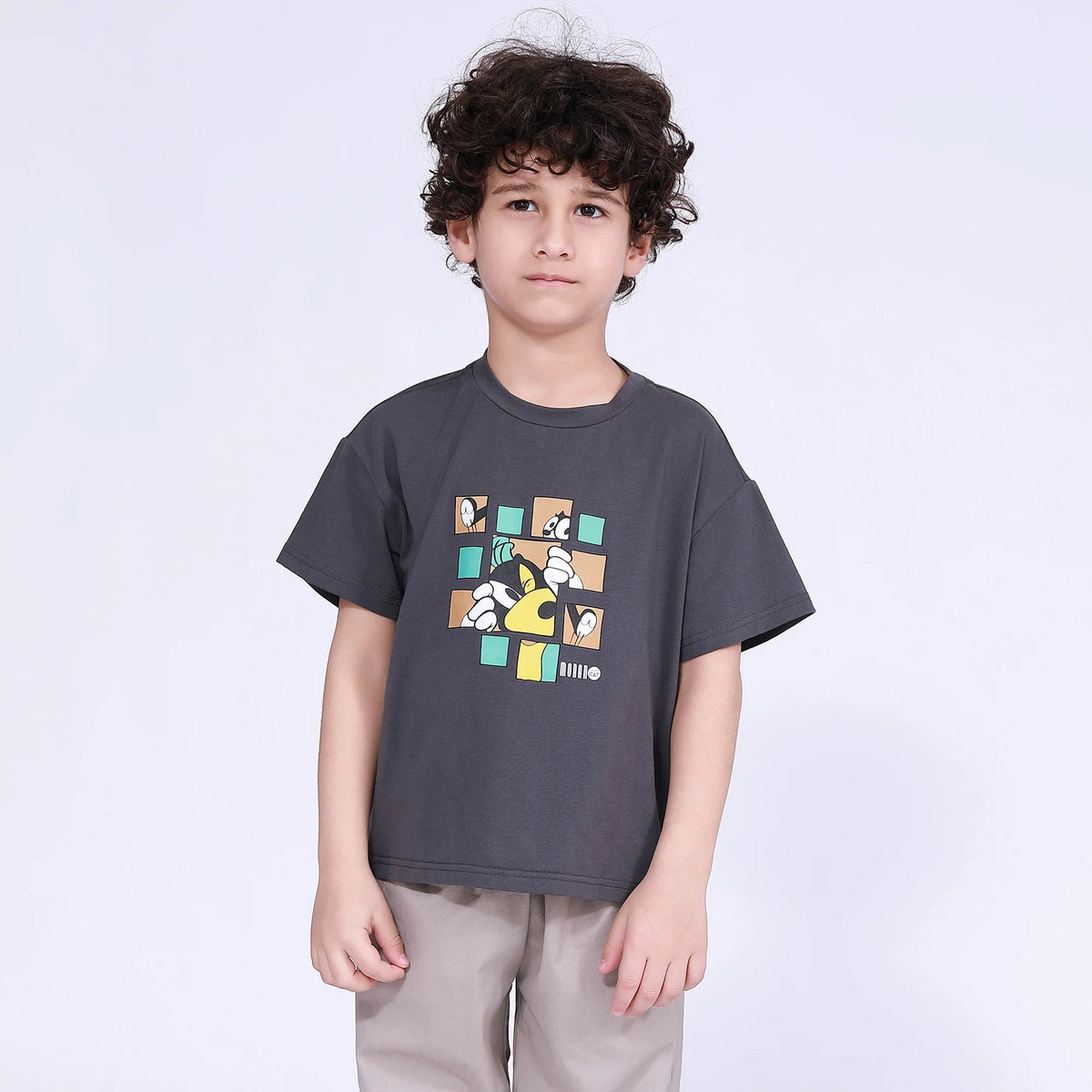 Dark Gray Printed T.Shirt for Boys Image