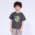 Dark Gray Printed T.Shirt for Boys Image