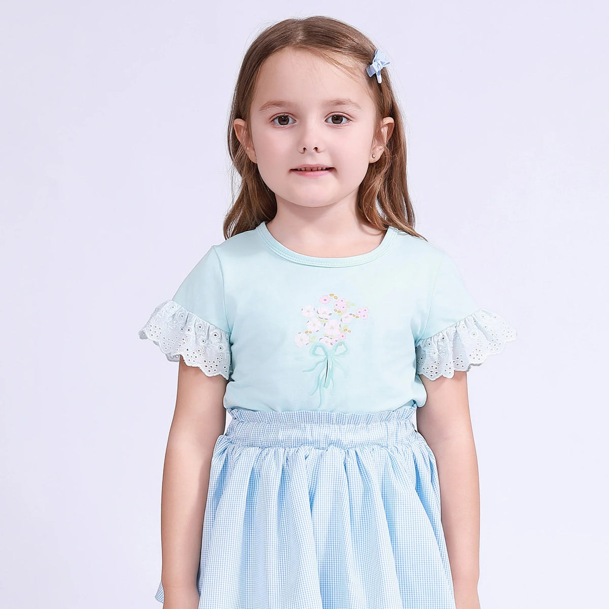 Light Green Floral T.Shirt for Girls Image