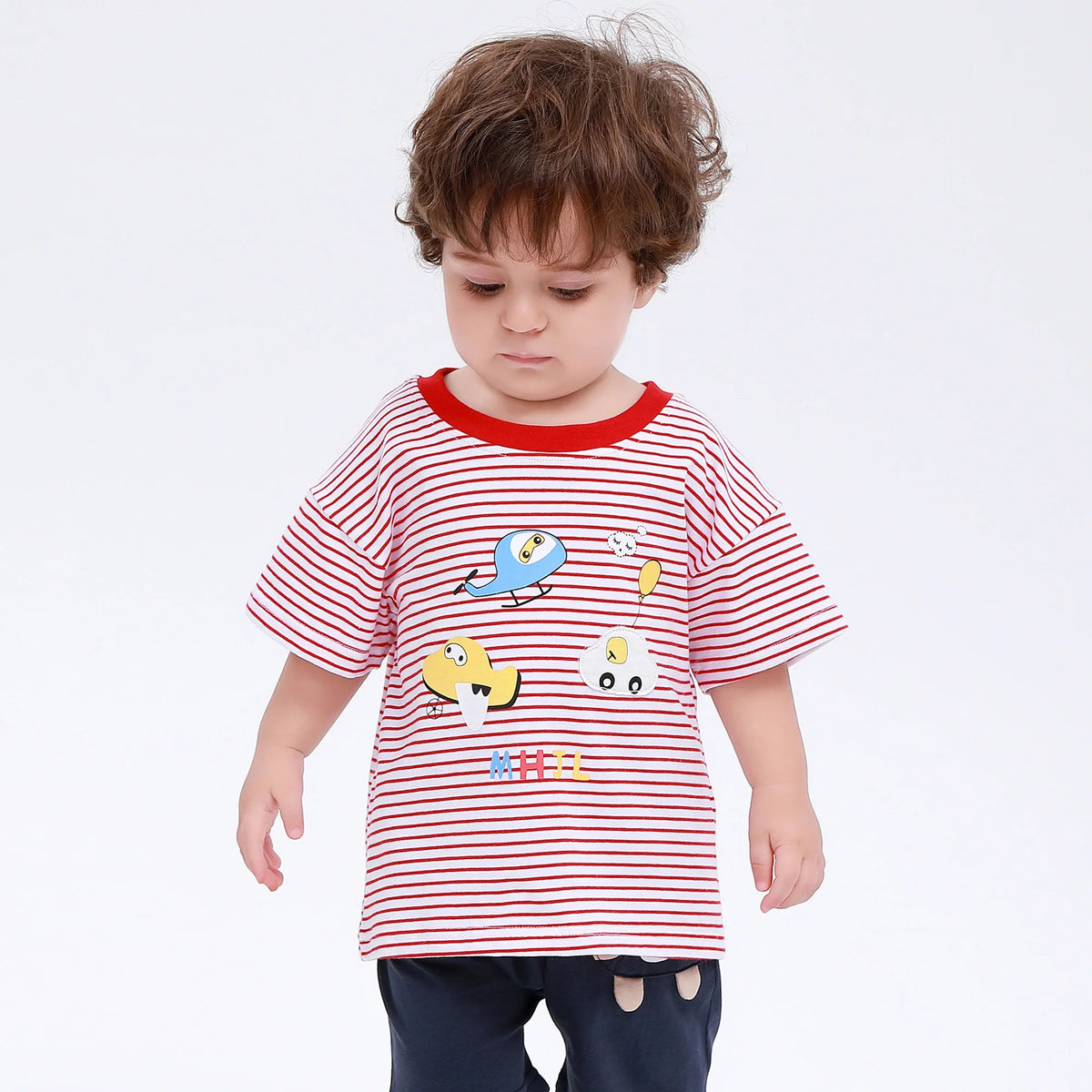 Red Striped Street Look T.Shirt for Baby Boy Image