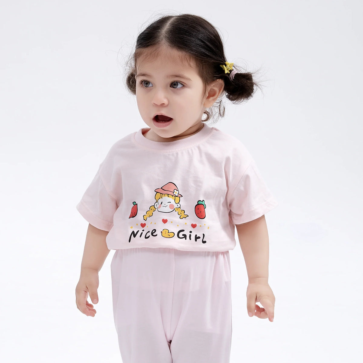 Pink Printed Street Look T.Shirt for Baby Girl Image