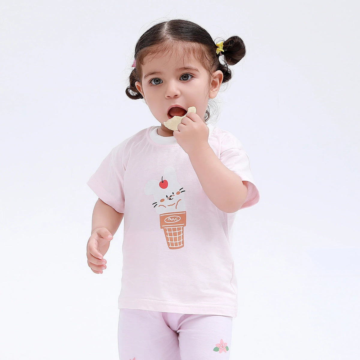 Pink Printed Street Look T.Shirt for Baby Girl Image