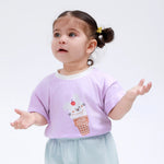 Purple Printed Street Look T.Shirt for Baby Girl Image