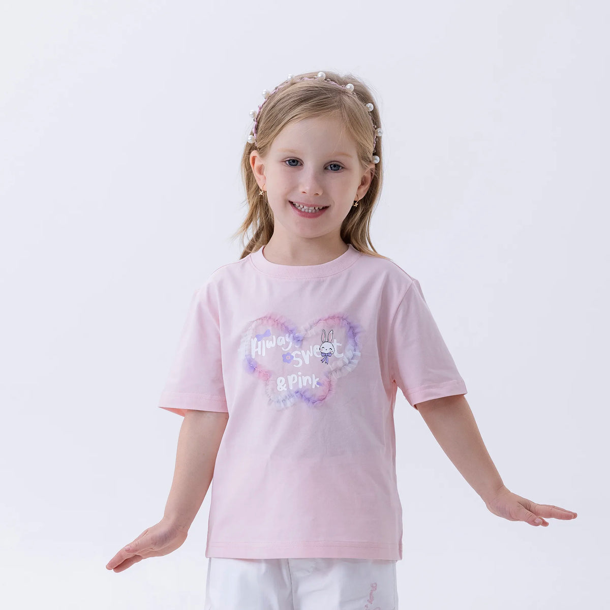 Pink Printed Fashion T.Shirt For Girls Image