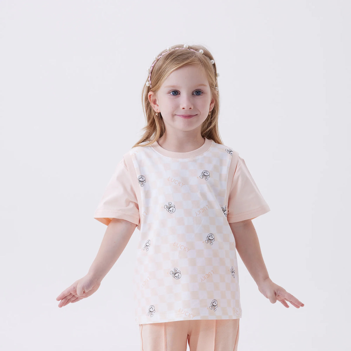 Light Orange Printed Fashion T.Shirt For Girls Image