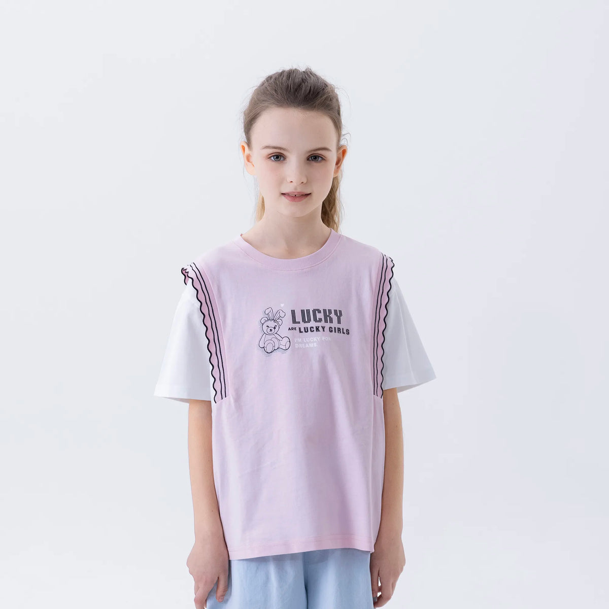 Pink Printed Fashion T.Shirt For Girls Image