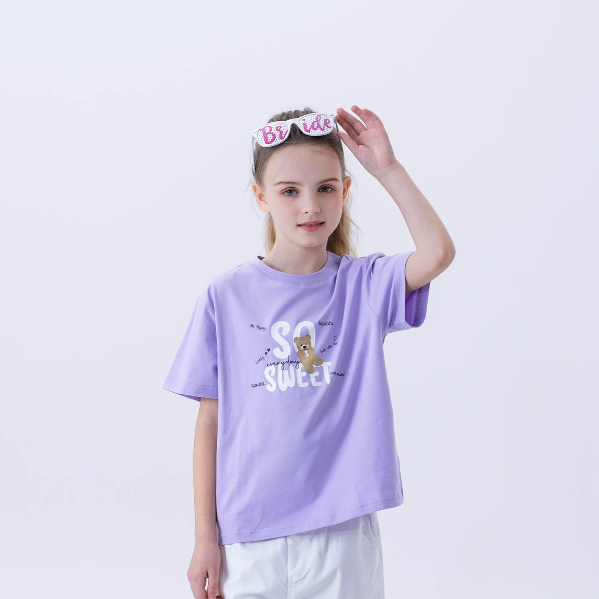 Purple Printed Fashion T.Shirt For Girls Image