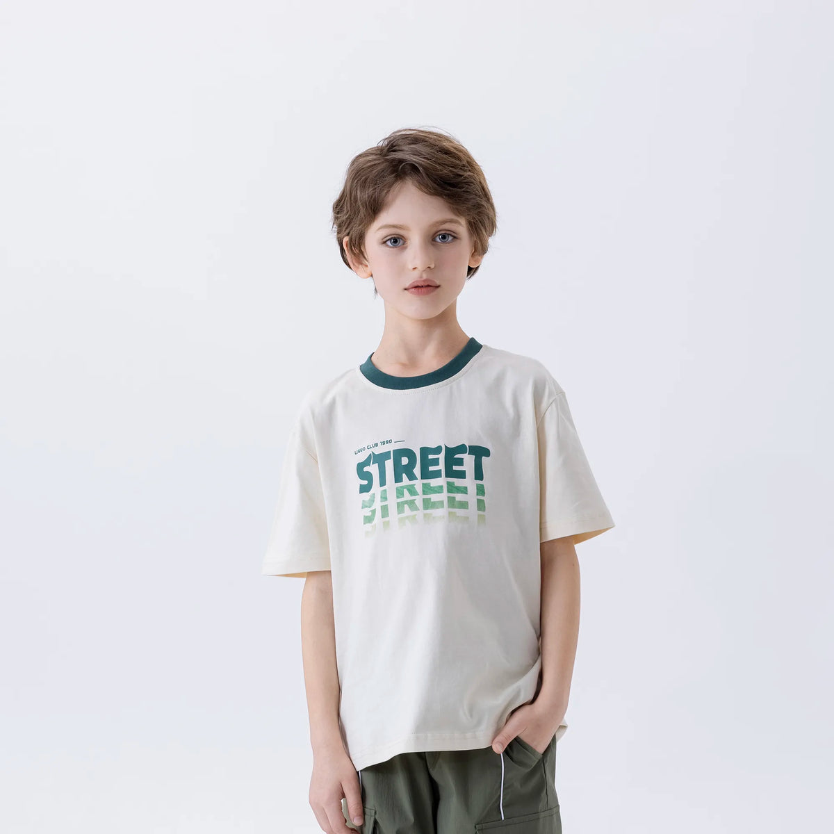 Beige Printed Fashion T.Shirt For Boys Image