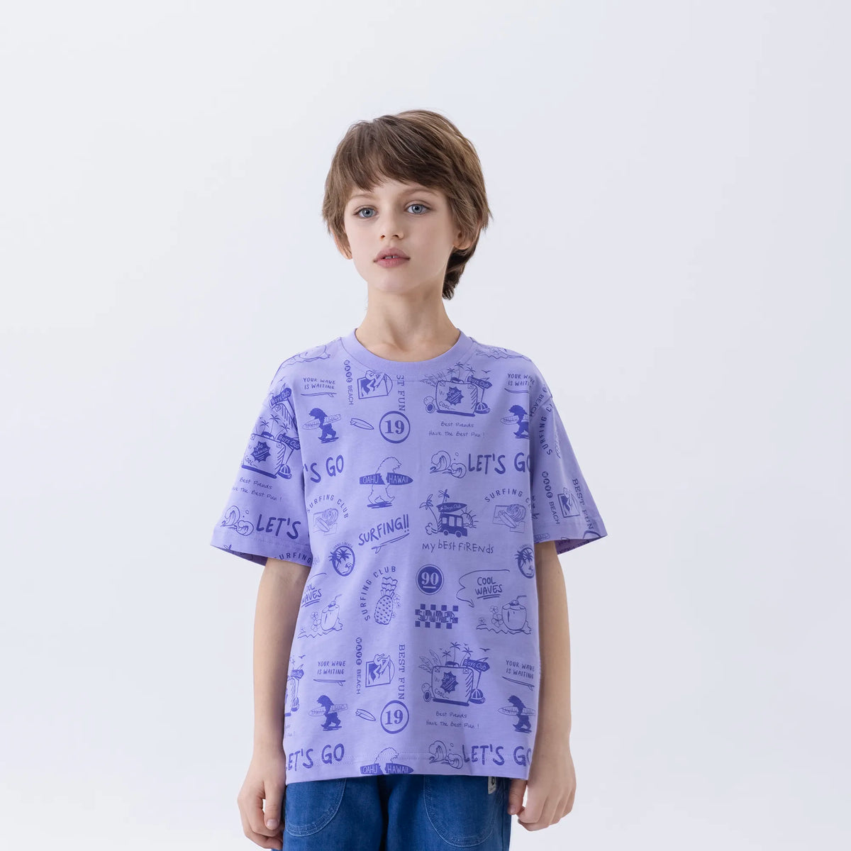 Purple Printed Fashion T.Shirt For Boys Image