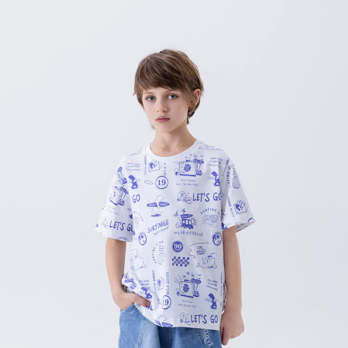 White Printed Fashion T.Shirt For Boys Image