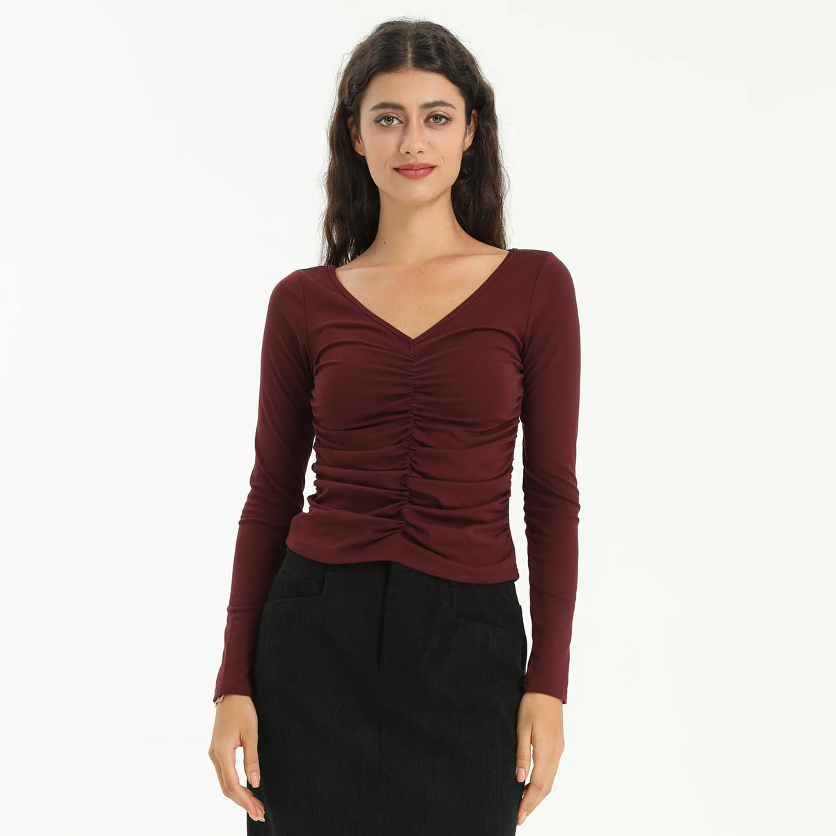Maroon Elegant Plain T.Shirt for Women Image