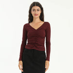 Maroon Elegant Plain T.Shirt for Women Image