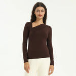 Coffee Elegant Plain T.Shirt for Women Image