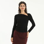 Black Elegant Plain T.Shirt for Women Image