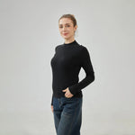 Black Plain Slim Sleeve T.Shirt with Tight for Women Image