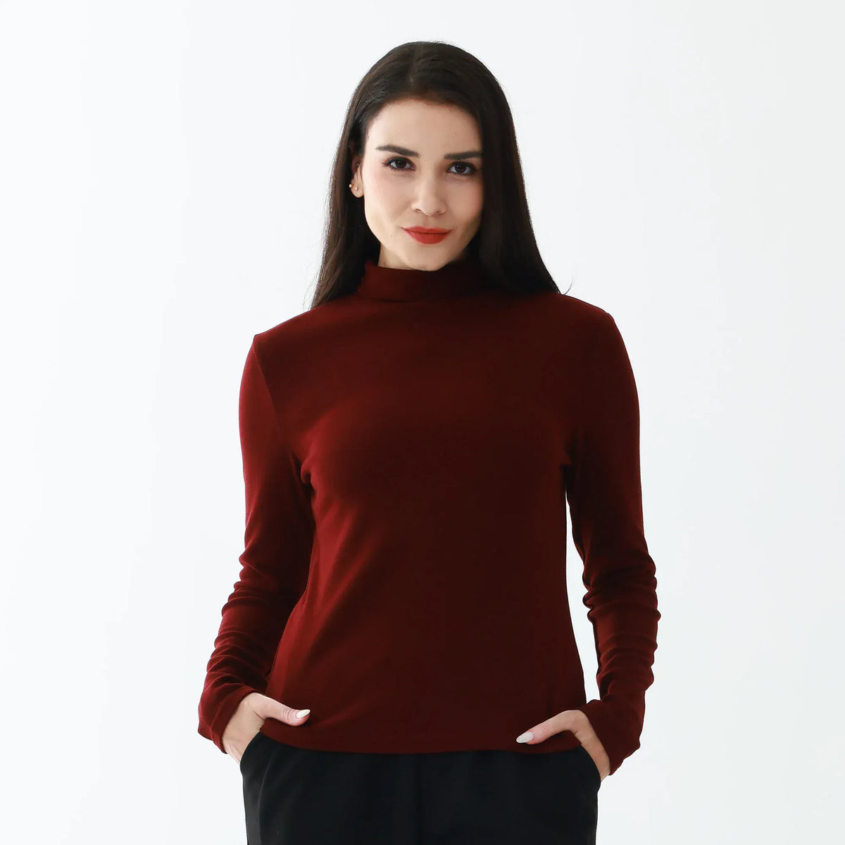 Maroon Elegant Plain T.Shirt for Women Image
