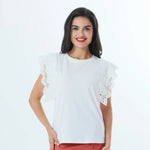 White Laced T.Shirt for Women Image