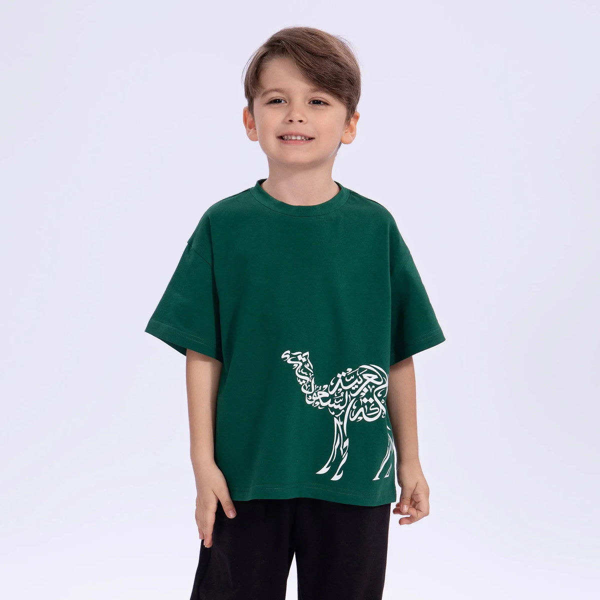 Green Printed Casual T.Shirt for Boys Image