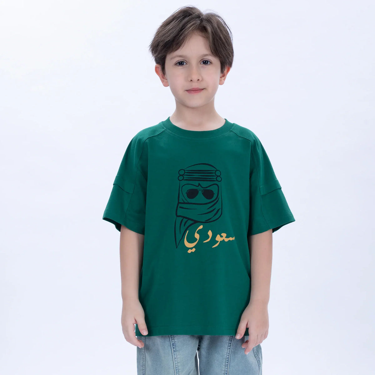 Green Printed Casual T.Shirt for Boys Image