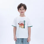 White Printed Casual T.Shirt for Boys Image