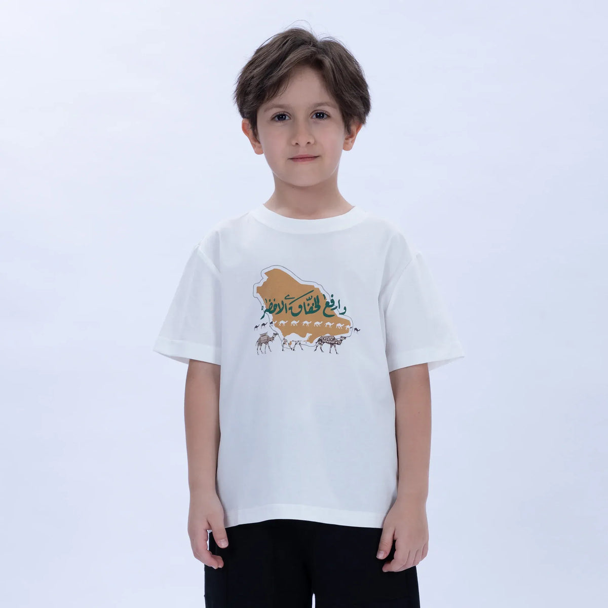 White Printed Casual T.Shirt for Boys Image
